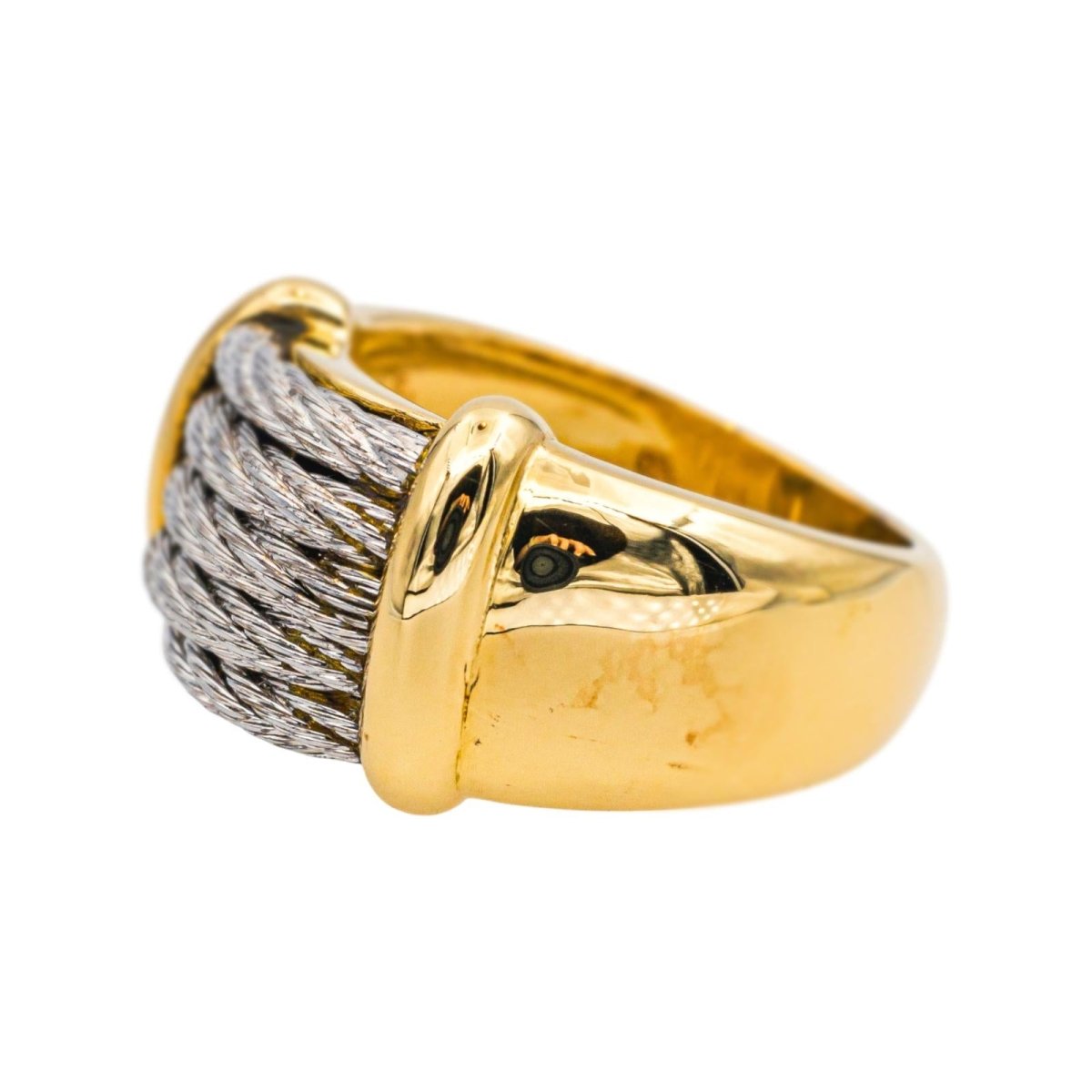 Bague Jonc FRED "Force 10" en or jaune et acier - Castafiore