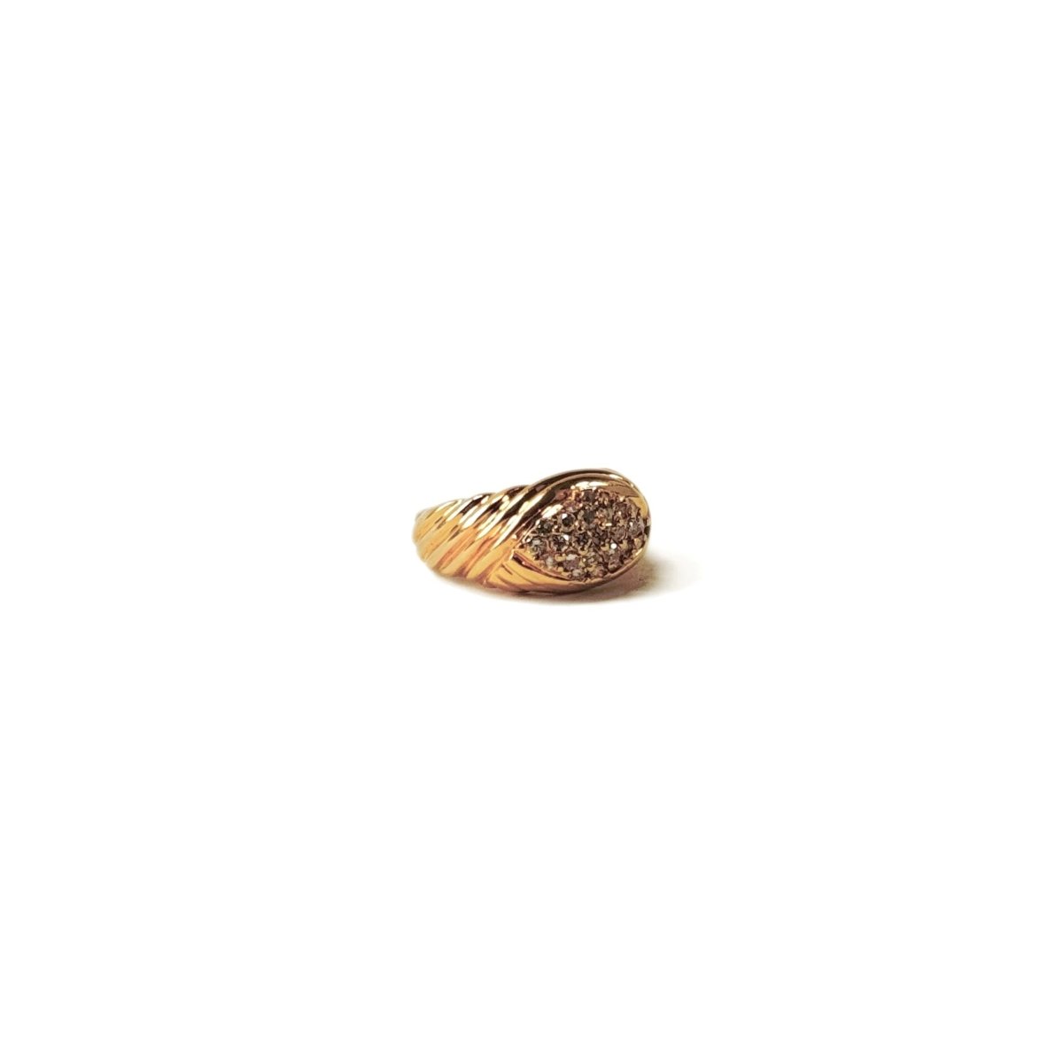 Bague jonc godronnée en or jaune et diamant - Castafiore