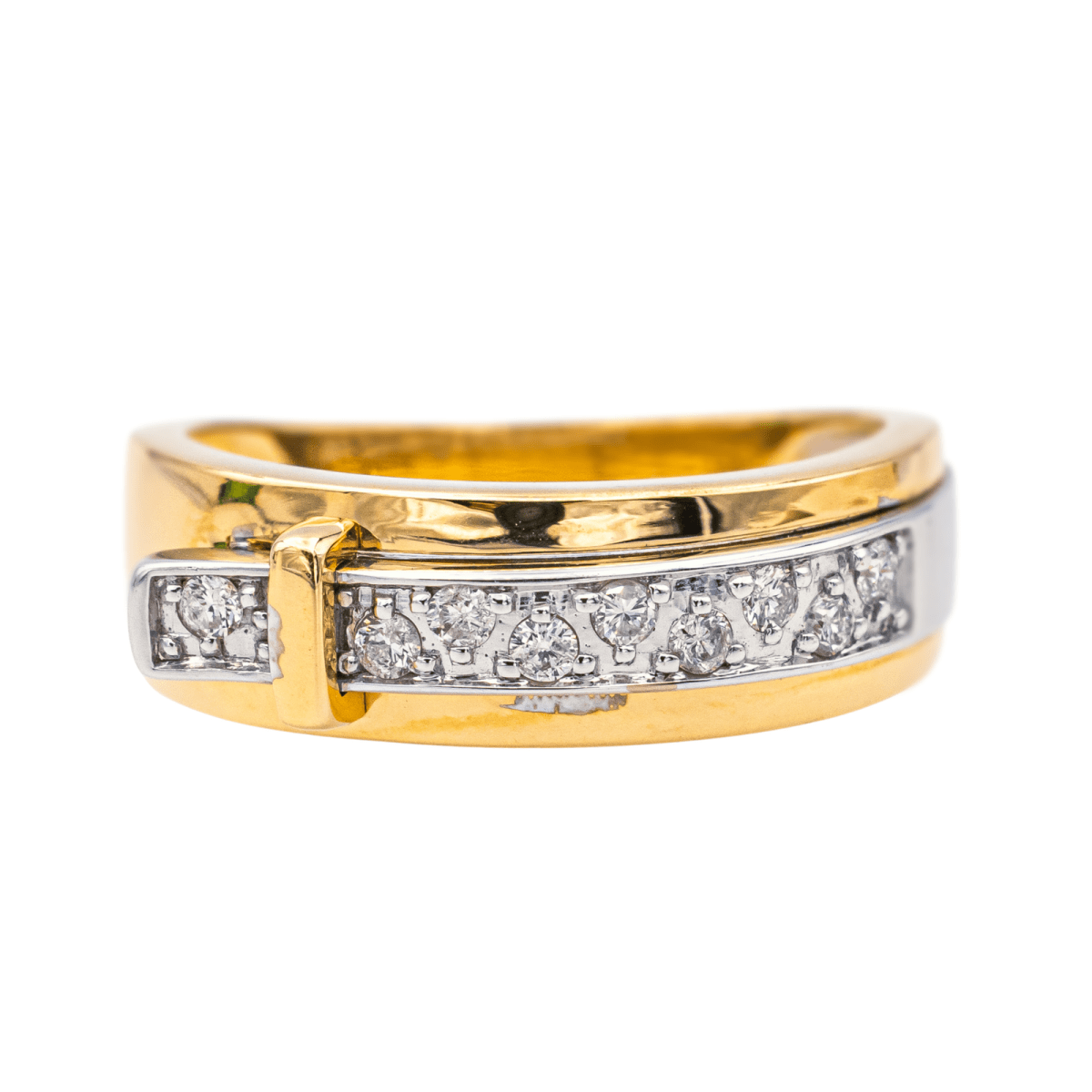 Bague Jonc GUY LAROCHE "Ceinture" en or jaune et diamants - Castafiore
