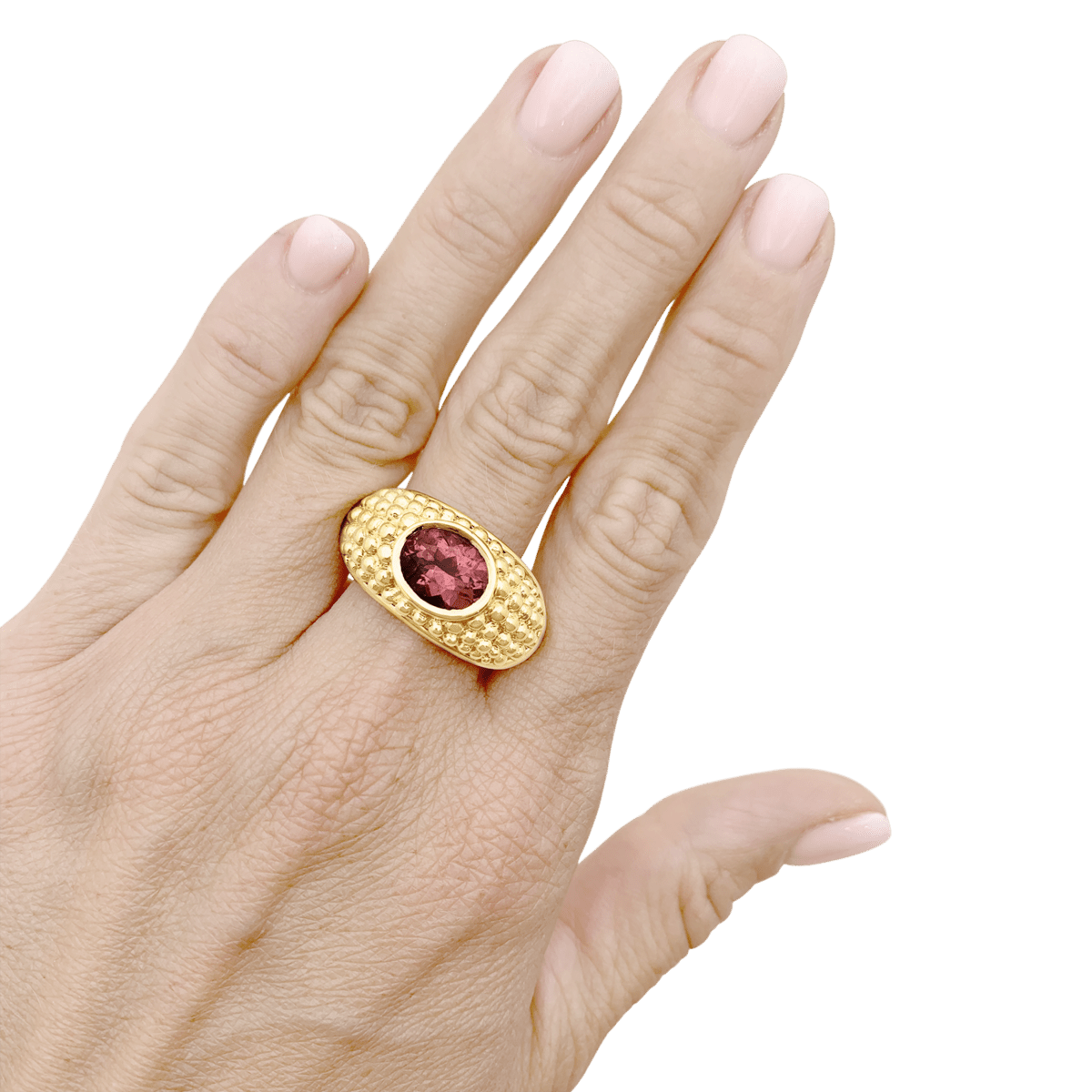 Bague Jonc HÉRAIL "Babul Work" en or jaune et tourmaline - Castafiore