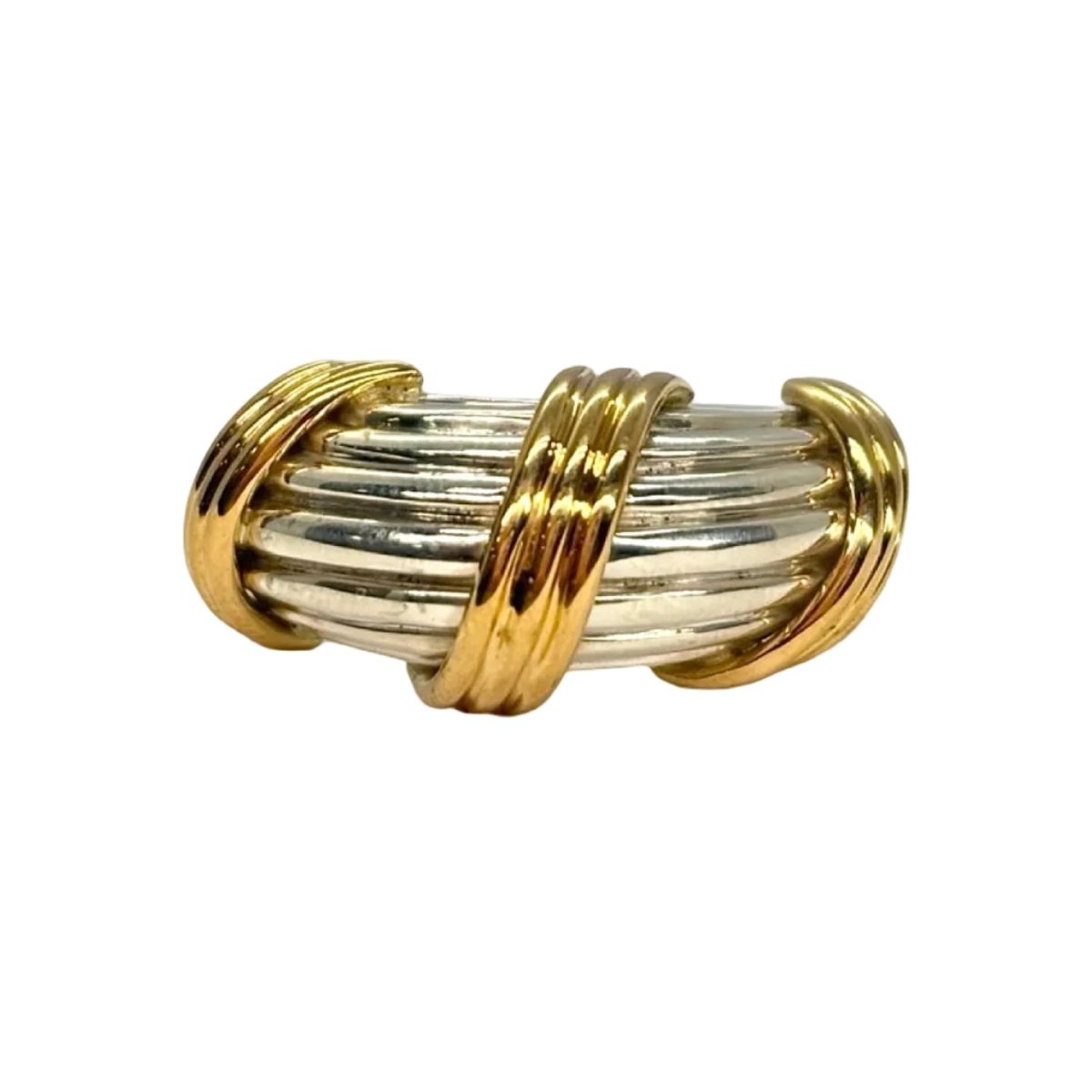 Bague Jonc HERMÈS en or jaune et argent - Castafiore
