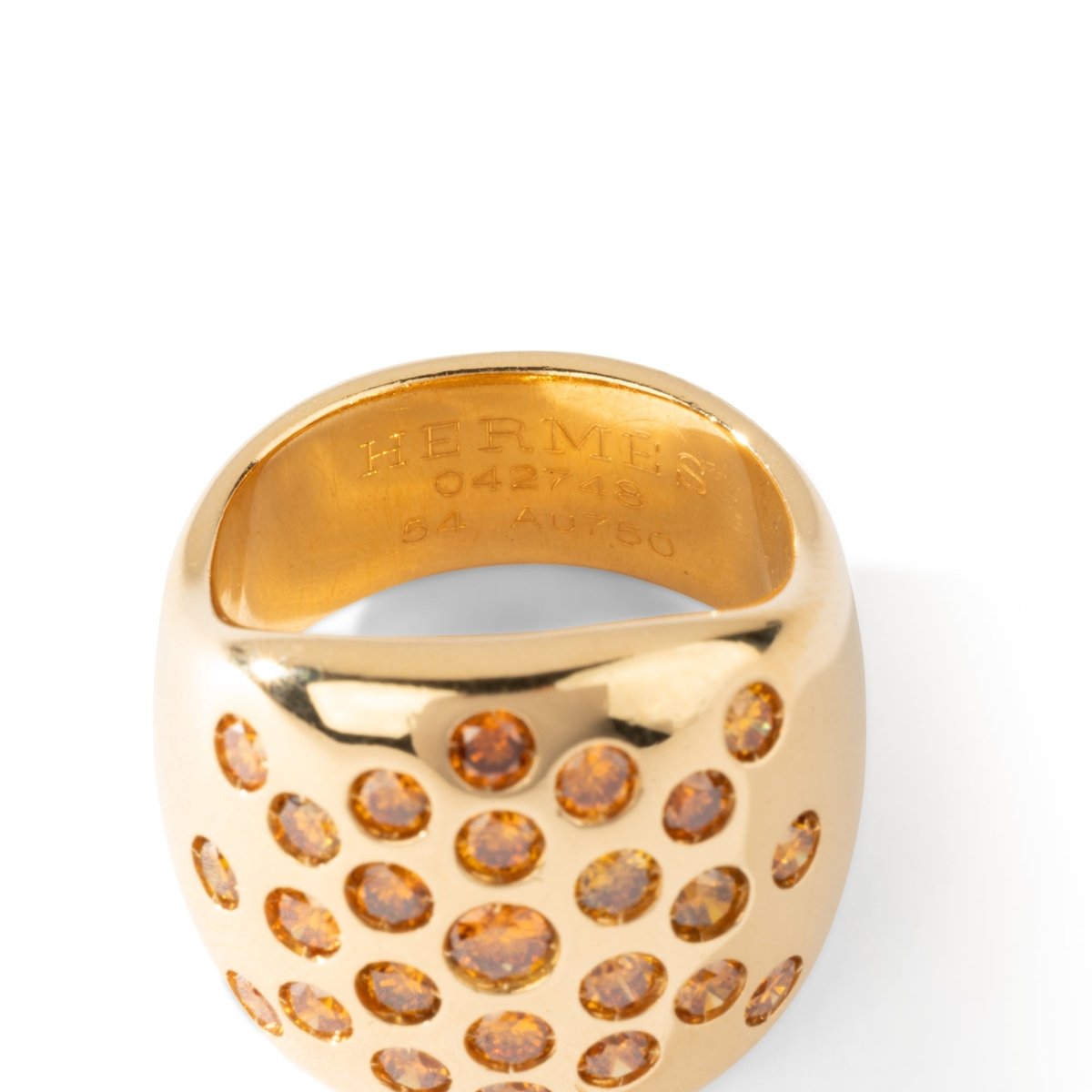 Bague Jonc HERMÈS en or jaune et diamants - Castafiore