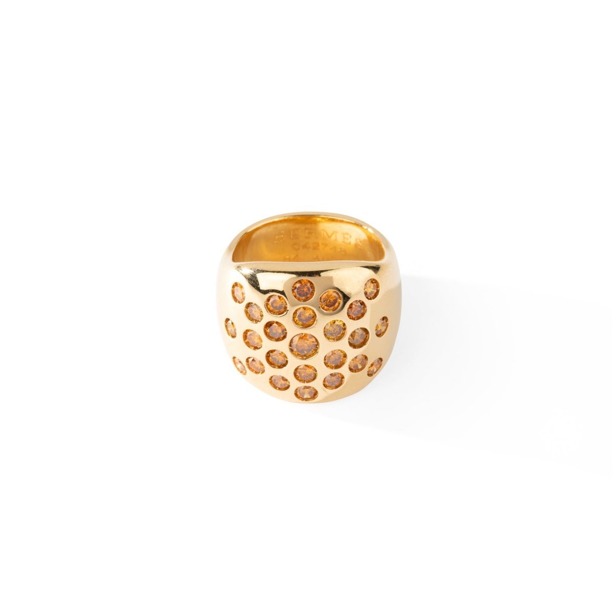 Bague Jonc HERMÈS en or jaune et diamants - Castafiore