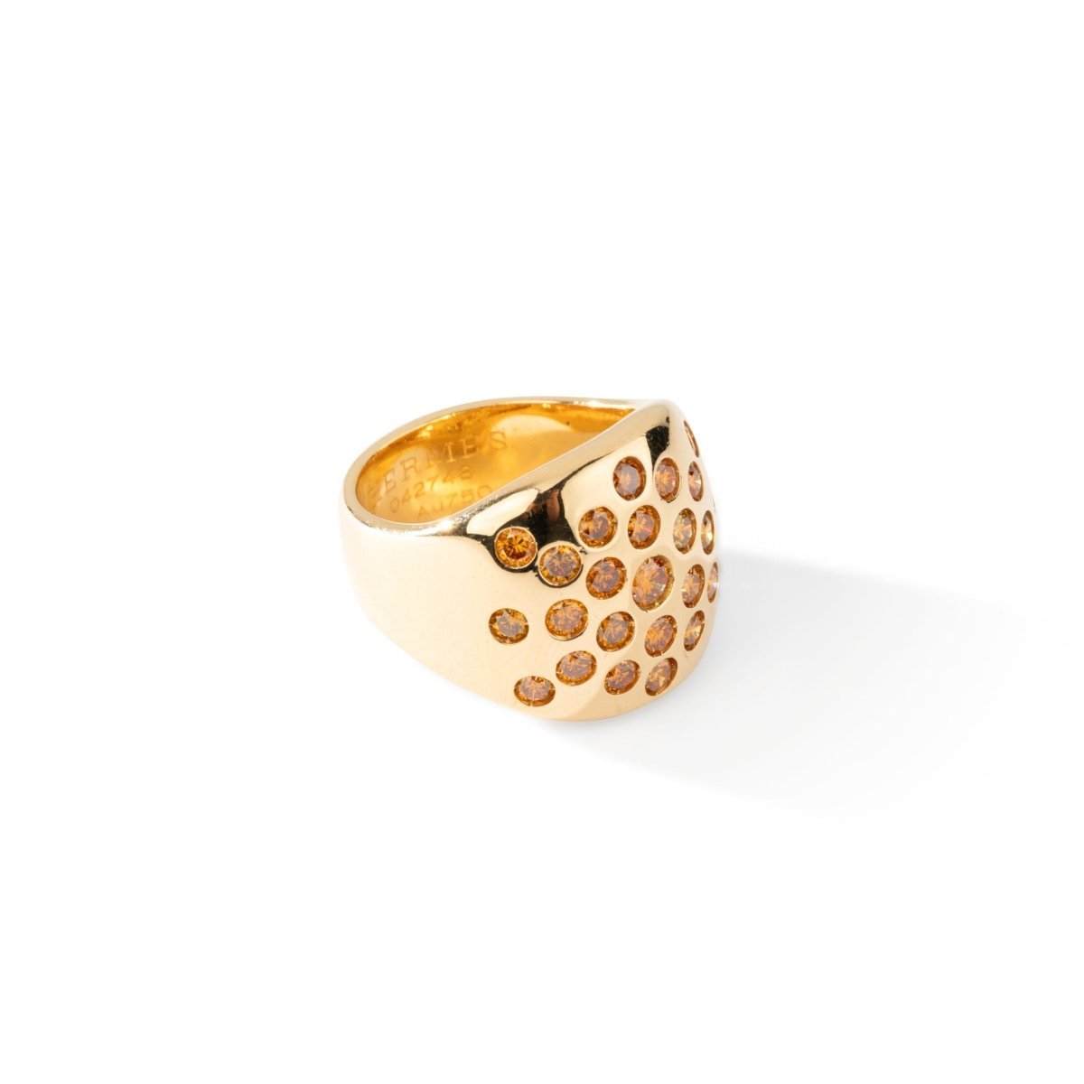 Bague Jonc HERMÈS en or jaune et diamants - Castafiore