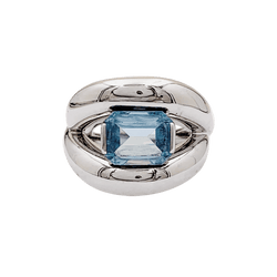 Bague Jonc MAUBOUSSIN "Twins" en or blanc et aigue - marine - Castafiore