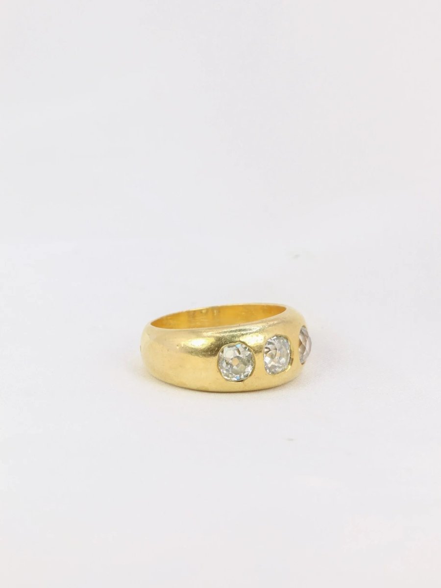 Bague jonc or diamants taille ancienne - Castafiore