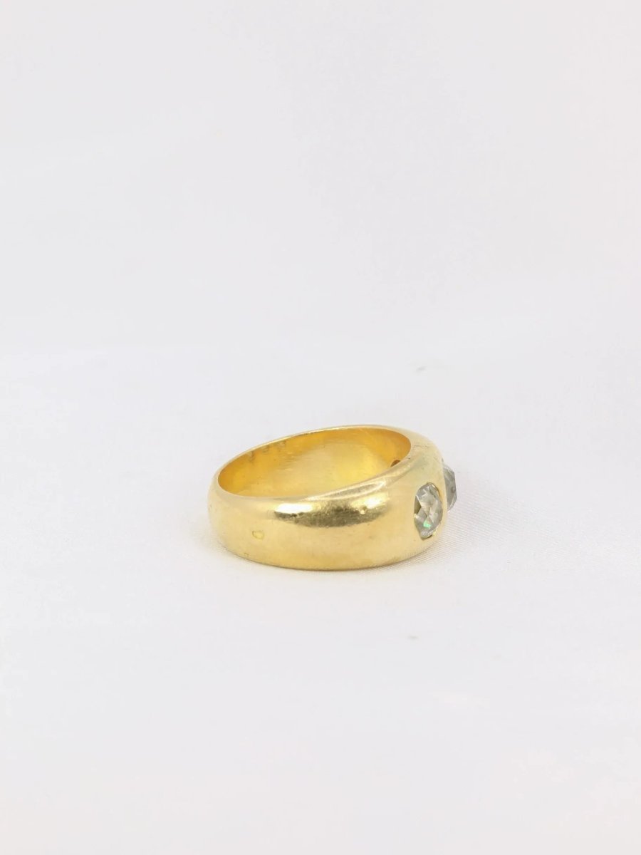 Bague jonc or diamants taille ancienne - Castafiore