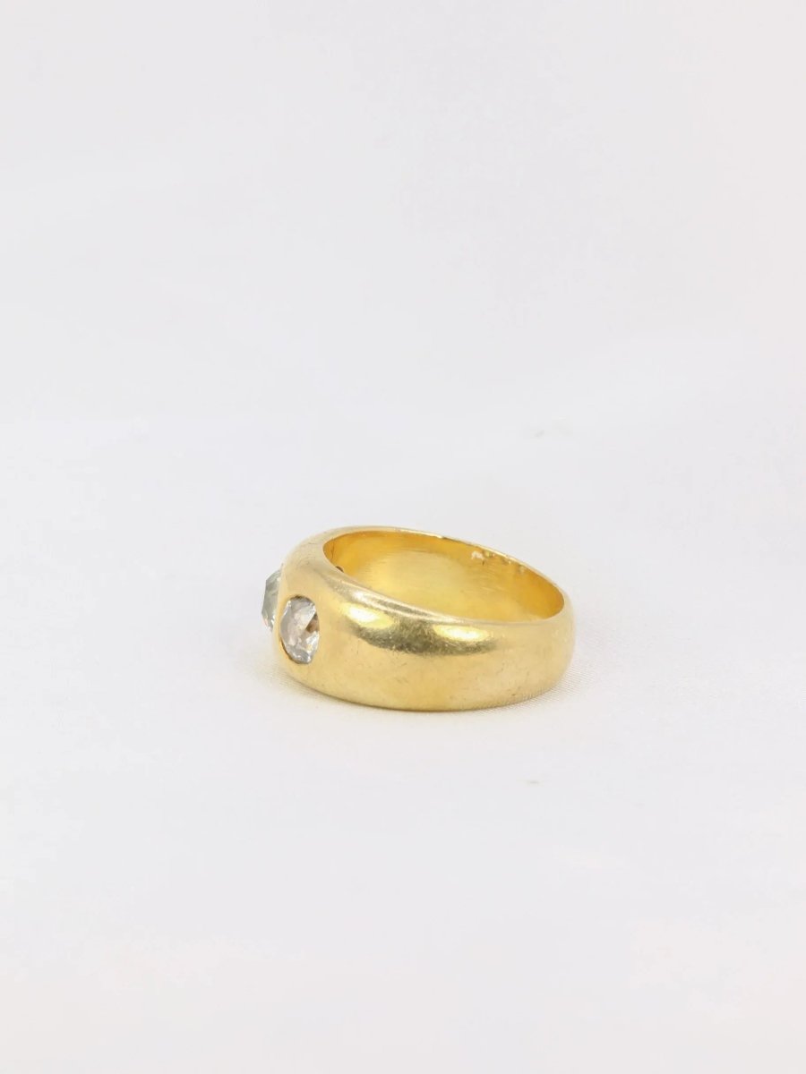 Bague jonc or diamants taille ancienne - Castafiore