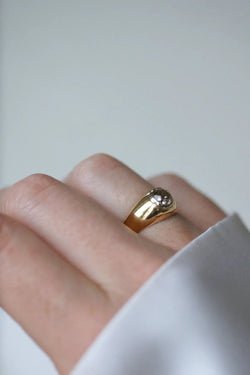 Bague Jonc Or et Diamant Taille Ancienne - Castafiore