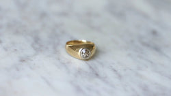 Bague Jonc Or et Diamant Taille Ancienne - Castafiore