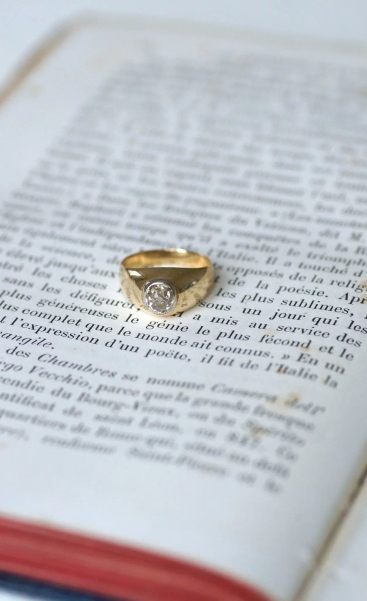 Bague Jonc Or et Diamant Taille Ancienne - Castafiore