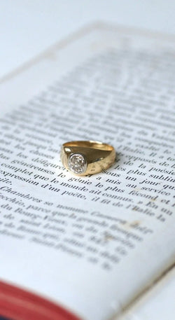 Bague Jonc Or et Diamant Taille Ancienne - Castafiore