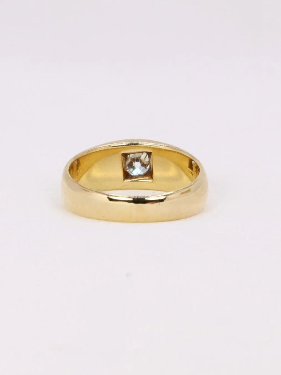 Bague jonc or jaune diamant coussin 0,4 ct - Castafiore