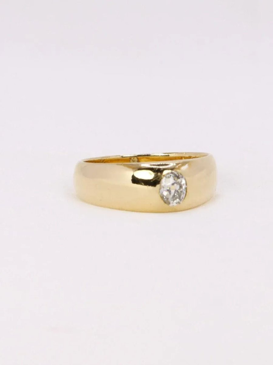 Bague jonc or jaune diamant coussin 0,4 ct - Castafiore