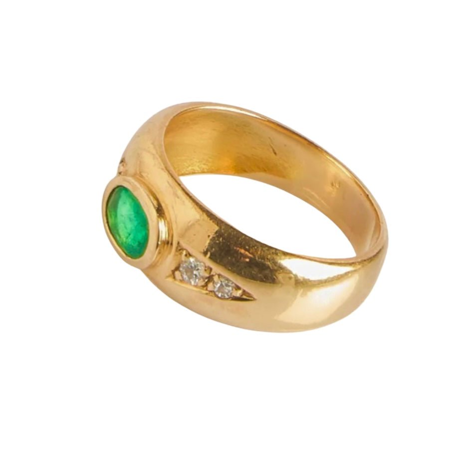 Bague Jonc or jaune, émeraude et diamants - Castafiore