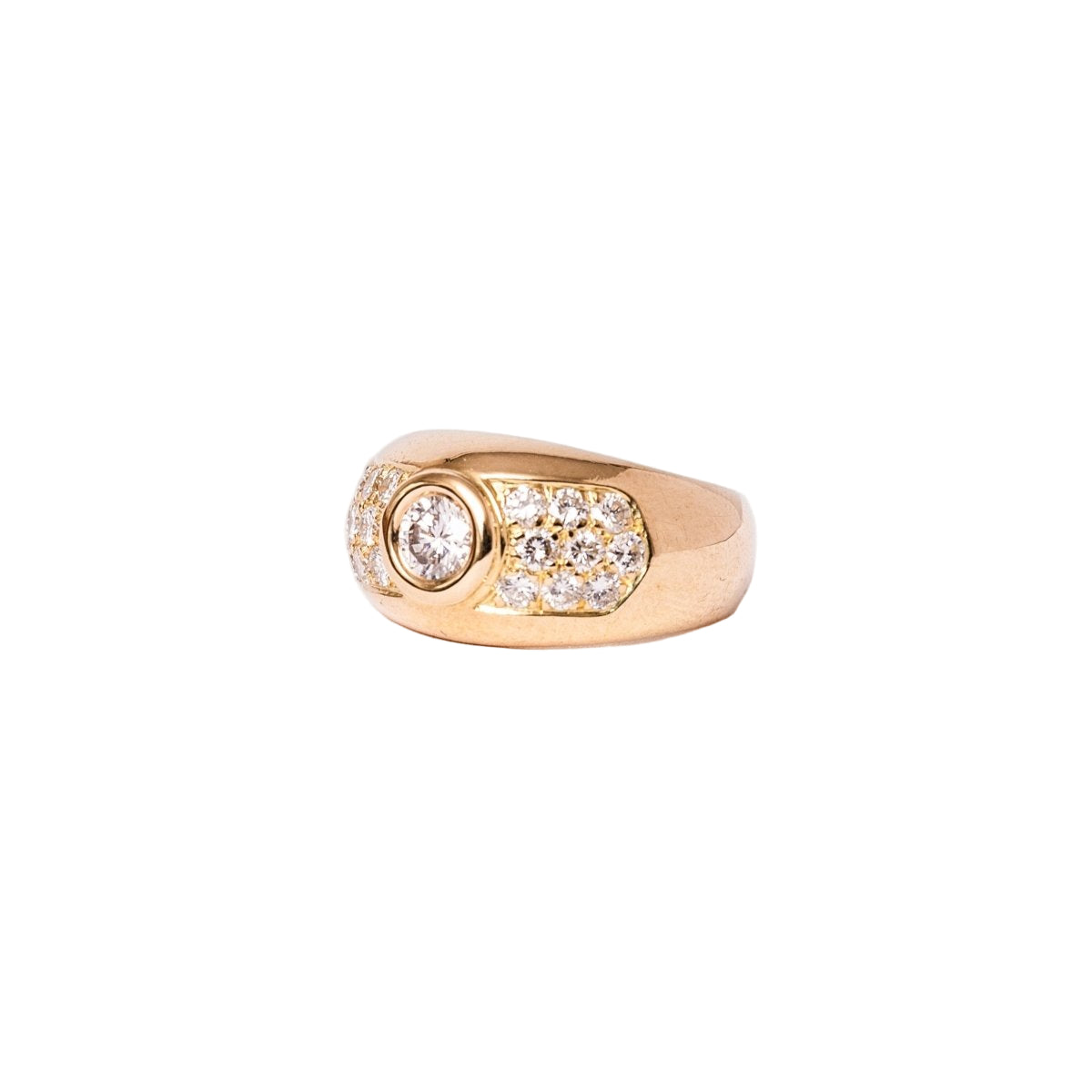 Bague Jonc or jaune et diamants - Castafiore
