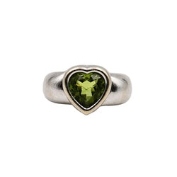 Bague Jonc PIAGET "Coeur" en or blanc et péridot - Castafiore