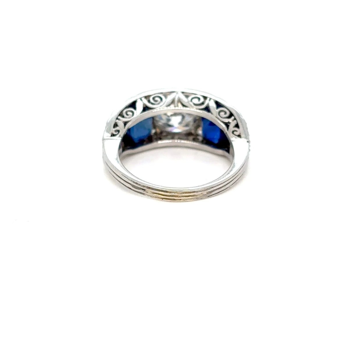 Bague Jonc platine, saphir et diamant - Castafiore
