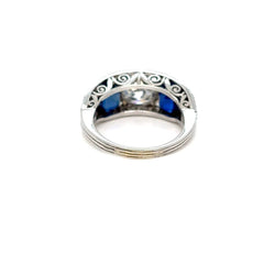 Bague Jonc platine, saphir et diamant - Castafiore