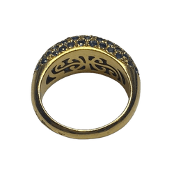 Bague Jonc POIRAY en or jaune, saphirs et diamants - Castafiore