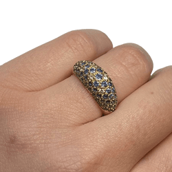Bague Jonc POIRAY en or jaune, saphirs et diamants - Castafiore