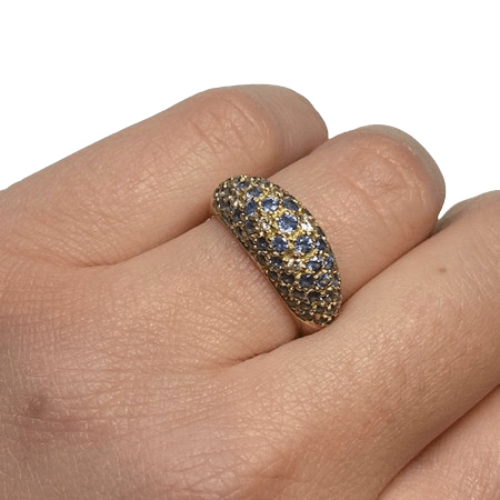 Bague Jonc POIRAY en or jaune, saphirs et diamants - Castafiore