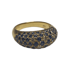 Bague Jonc POIRAY en or jaune, saphirs et diamants - Castafiore