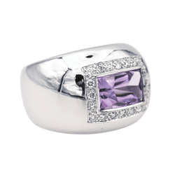 Bague Jonc POIRAY "Thessalie" en or blanc, améthyste et diamants - Castafiore