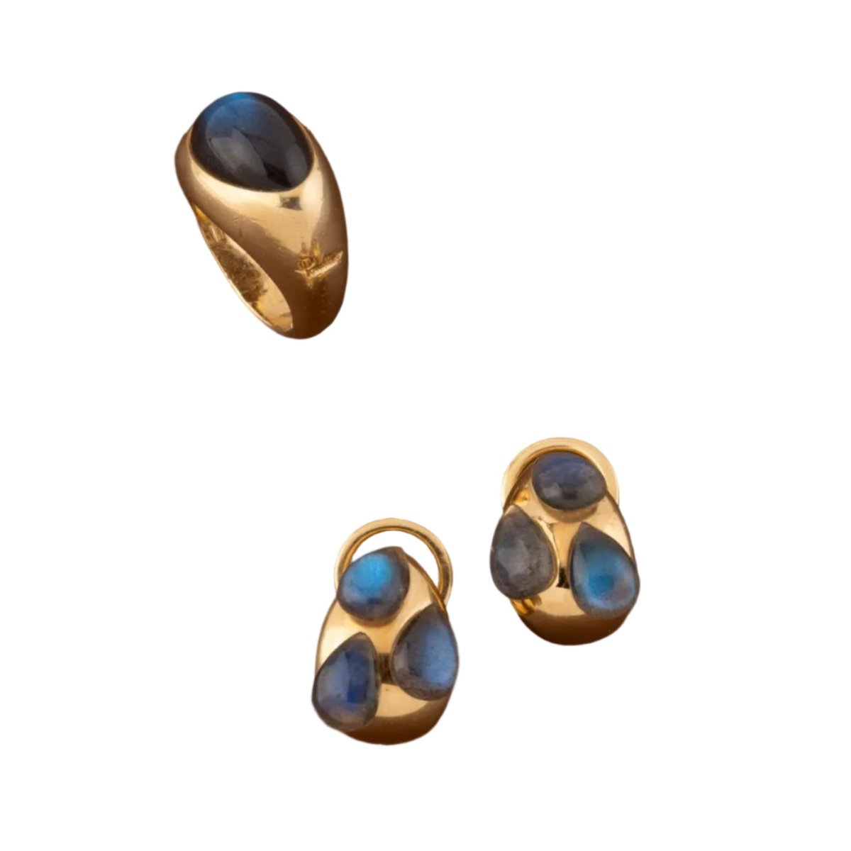 Bague Jonc POMELLATO en or jaune et labradorite - Castafiore