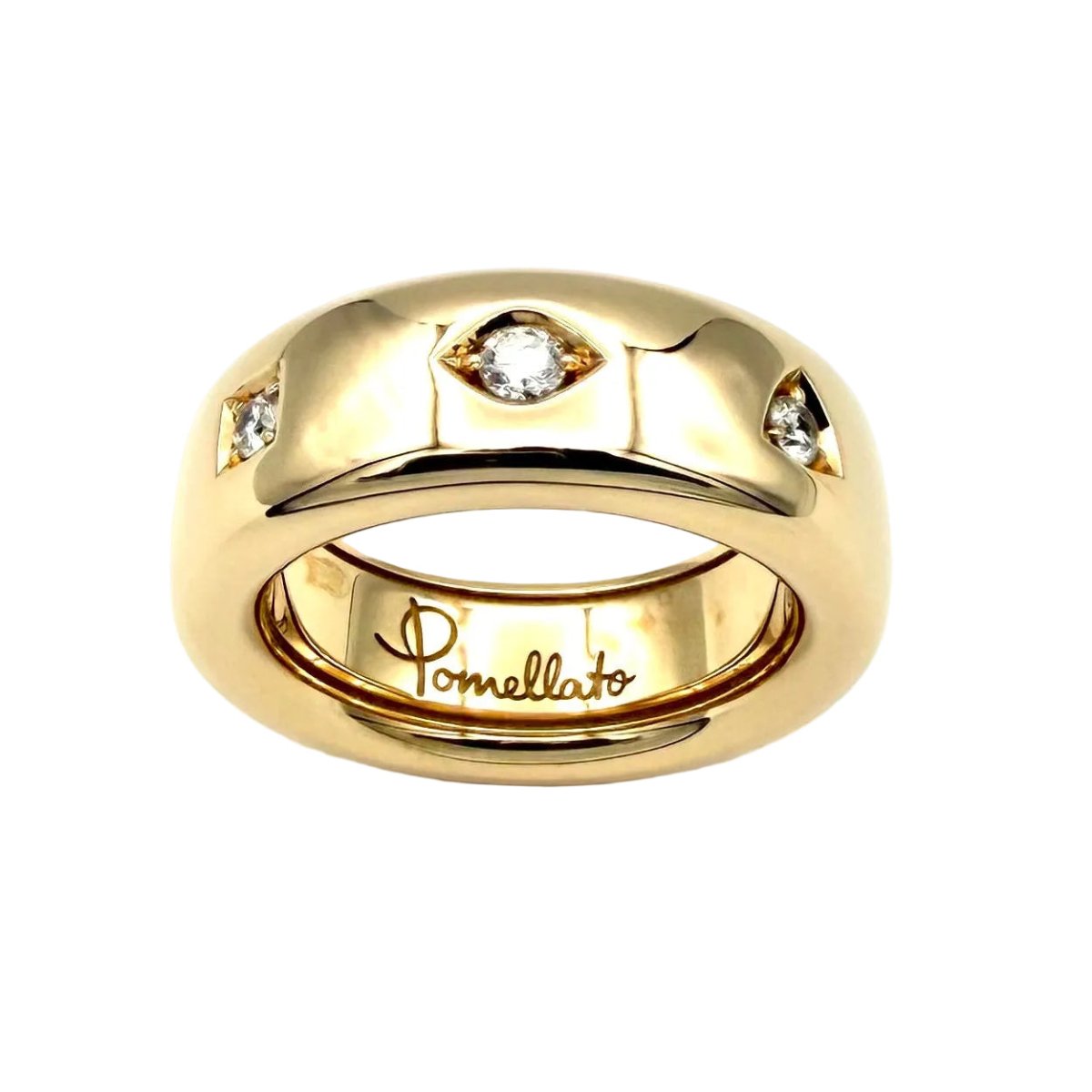 Bague Jonc POMELLATO "Iconia Slim" en or rose et diamants - Castafiore