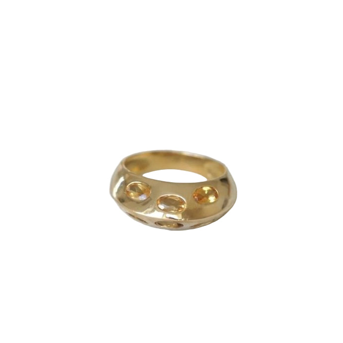 Bague jonc pyramidale or et citrines - Castafiore