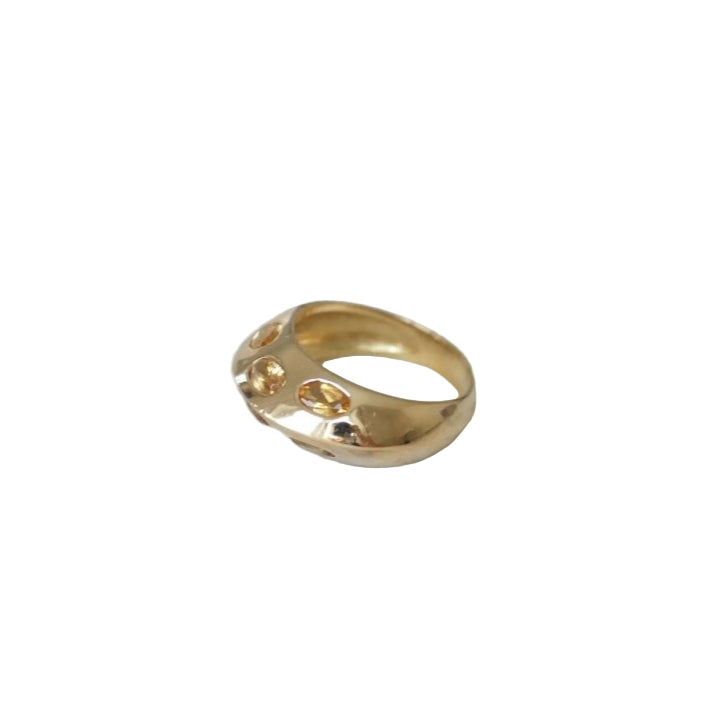 Bague jonc pyramidale or et citrines - Castafiore