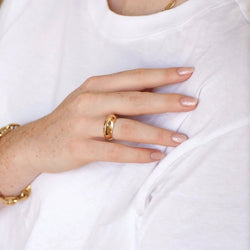 Bague jonc pyramidale or et citrines - Castafiore