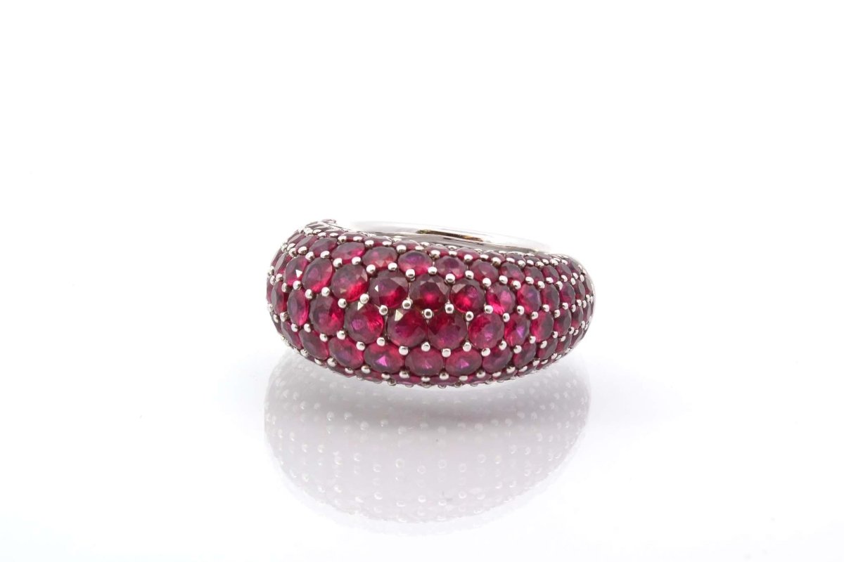 Bague jonc rubis en or blanc 18k - Castafiore