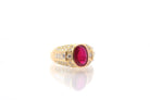 Bague jonc rubis et diamants en or jaune 18k - Castafiore