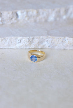 Bague Jonc Saphir de Ceylan 1,30 Cts sur Or Jaune - Castafiore