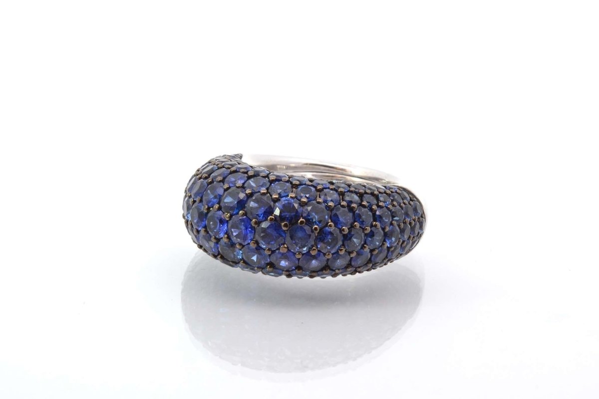 Bague jonc saphirs en or blanc 18k - Castafiore