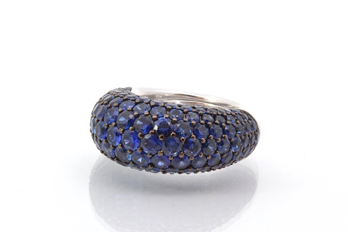 Bague jonc saphirs en or blanc 18k - Castafiore