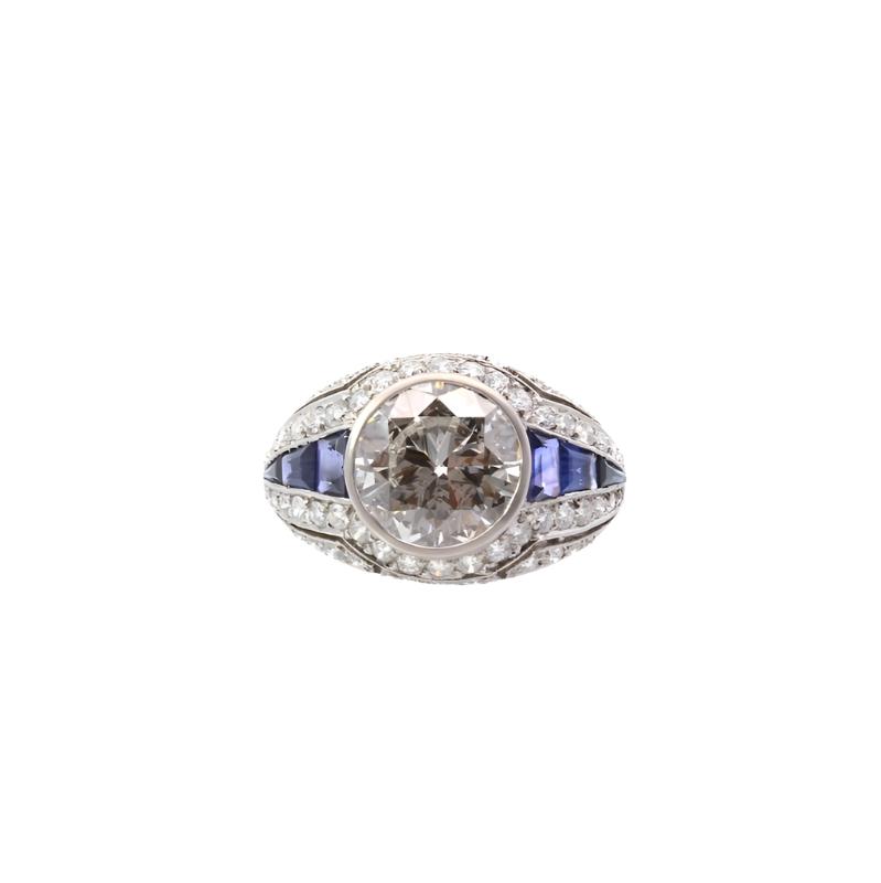 Bague jonc saphirs et diamant de 4,03cts H-VVS2 - Castafiore