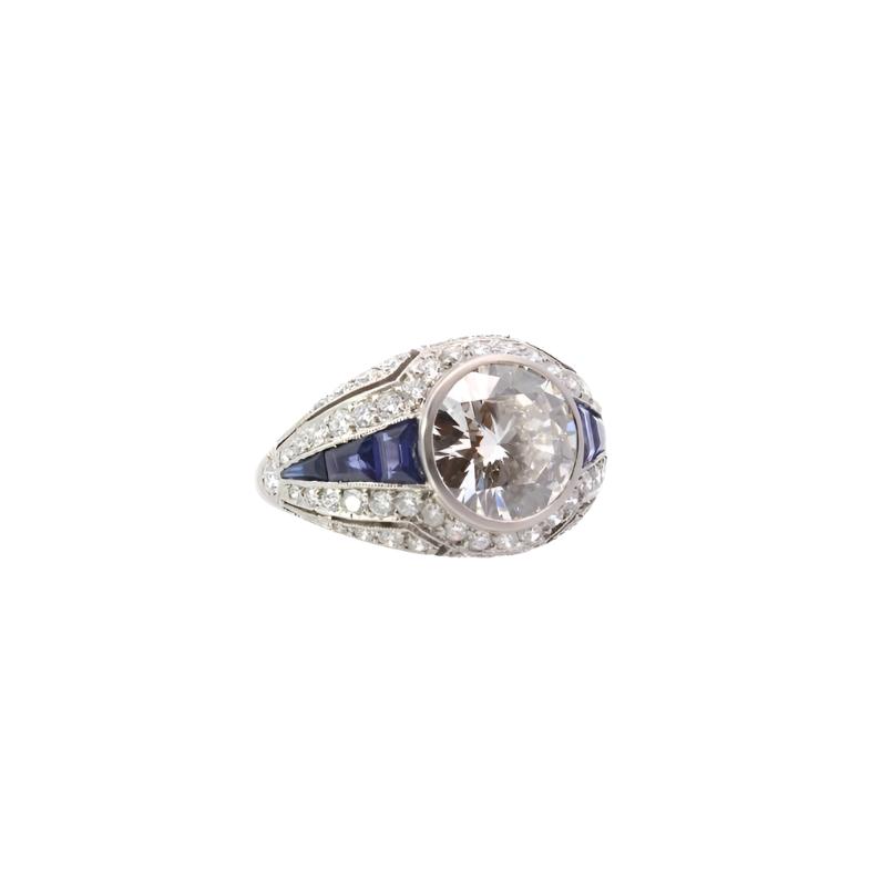 Bague jonc saphirs et diamant de 4,03cts H-VVS2 - Castafiore