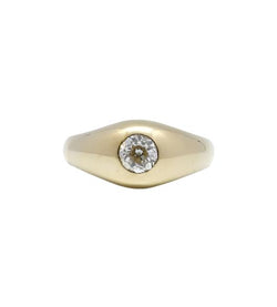 Bague Jonc Solitaire en or jaune et diamant - Castafiore