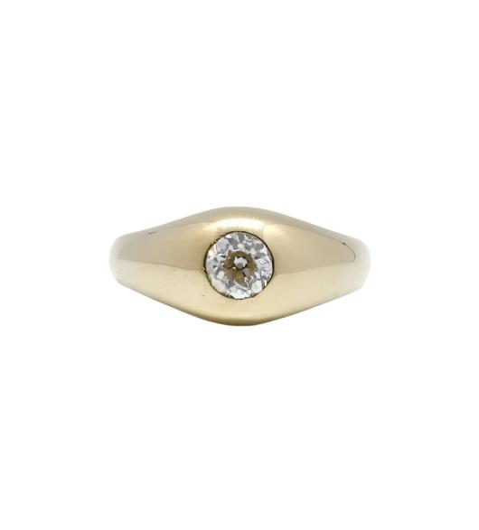Bague Jonc Solitaire en or jaune et diamant - Castafiore