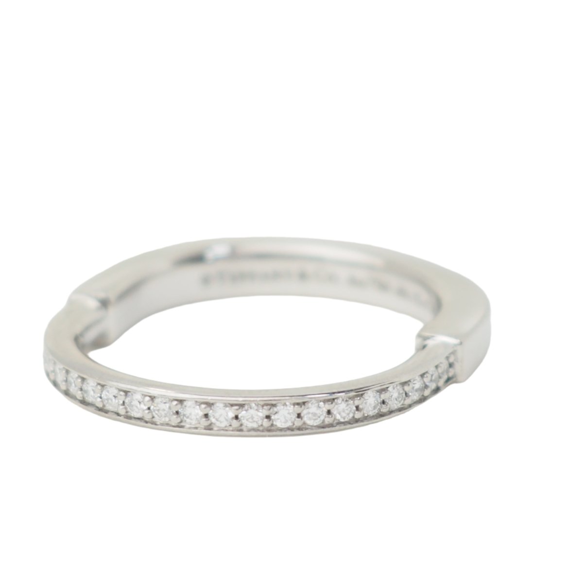Bague Jonc TIFFANY & CO. "Lock" en or blanc et diamants - Castafiore