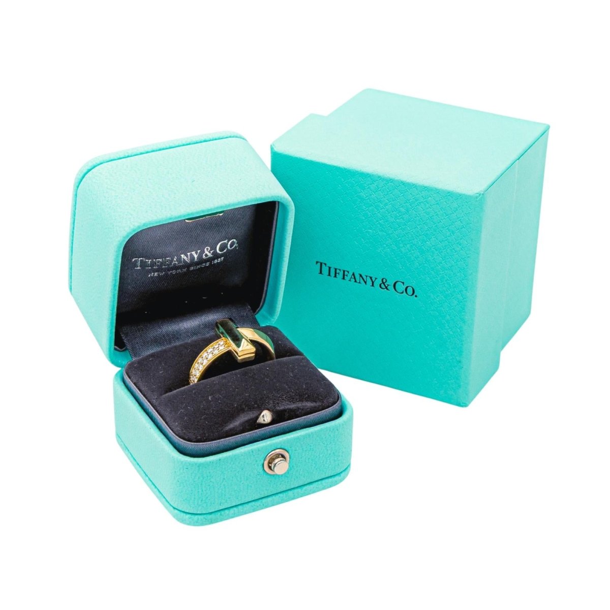 Bague Jonc TIFFANY & CO. "T" en or jaune et diamants - Castafiore