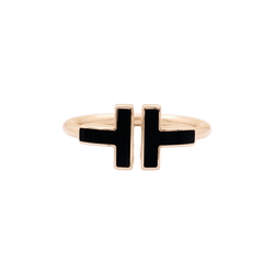 Bague Jonc TIFFANY & CO. "Wire" en or rose et onyx - Castafiore