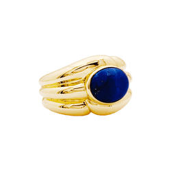 Bague Jonc VAN CLEEF & ARPELS en or jaune et lapis - lazuli - Castafiore