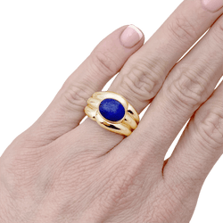 Bague Jonc VAN CLEEF & ARPELS en or jaune et lapis - lazuli - Castafiore