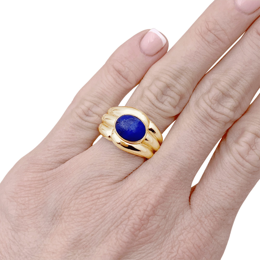 Bague Jonc VAN CLEEF & ARPELS en or jaune et lapis - lazuli - Castafiore