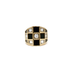 Bague Jonc VAN CLEEF & ARPELS. en or jaune, onyx et diamants - Castafiore