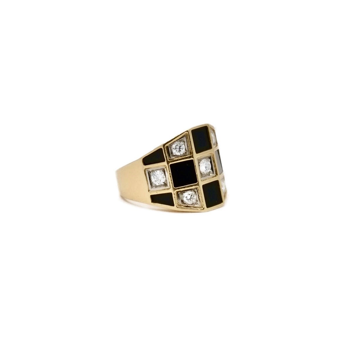 Bague Jonc VAN CLEEF & ARPELS. en or jaune, onyx et diamants - Castafiore